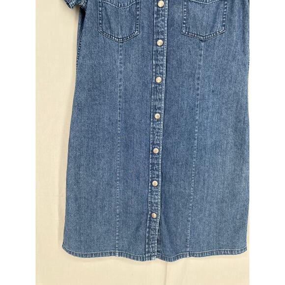 Vintage LL Bean Dress Womens Small Blue Denim Mini Button Western Boho Bohemian - Picture 6 of 8